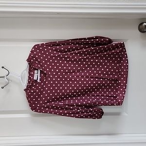 Red Polka Dot 3/4 Sleeve Kim Rogers Blouse